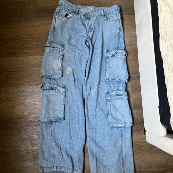 PacSun 90s Baggy Cargo Jeans - Blue Light Wash - Picture 2 of 6